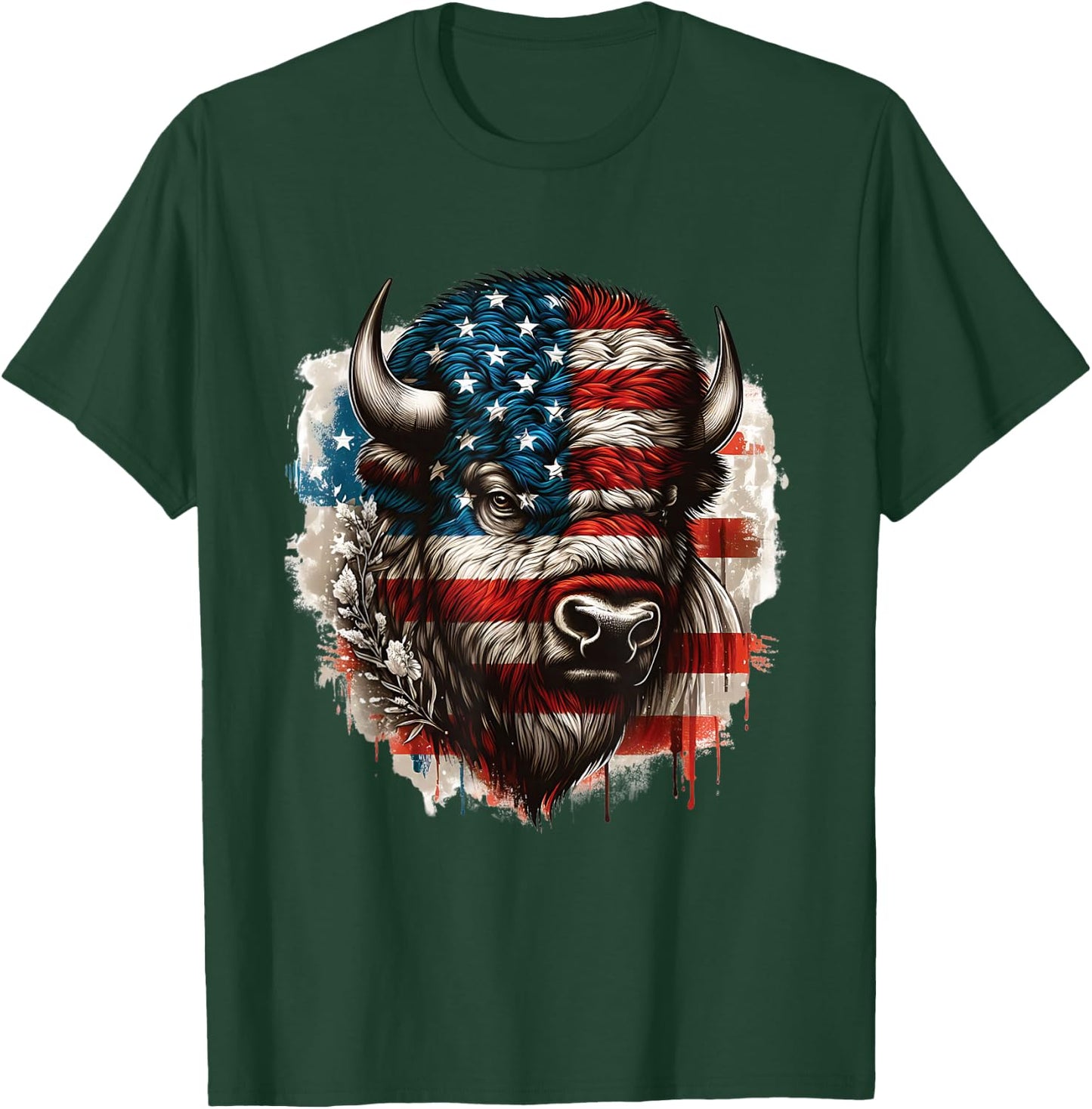 American Buffalo American Bison American Flag American Bison T-Shirt - T-Shirt | Forest