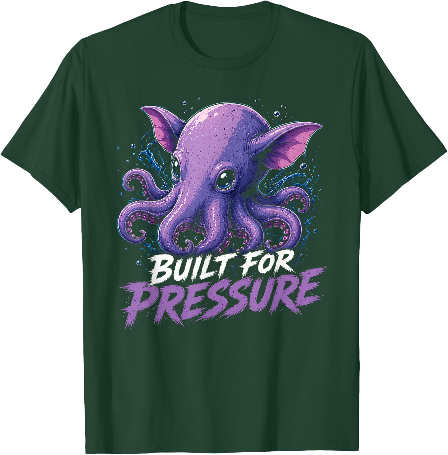 Built for Pressure Dumbo Octopus Deep Sea Graphic T-Shirt - T-Shirt | Forest