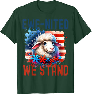 Ewe-Nited We Stand Patriotic Sheep 4th of July T-Shirt - T-Shirt | Forest