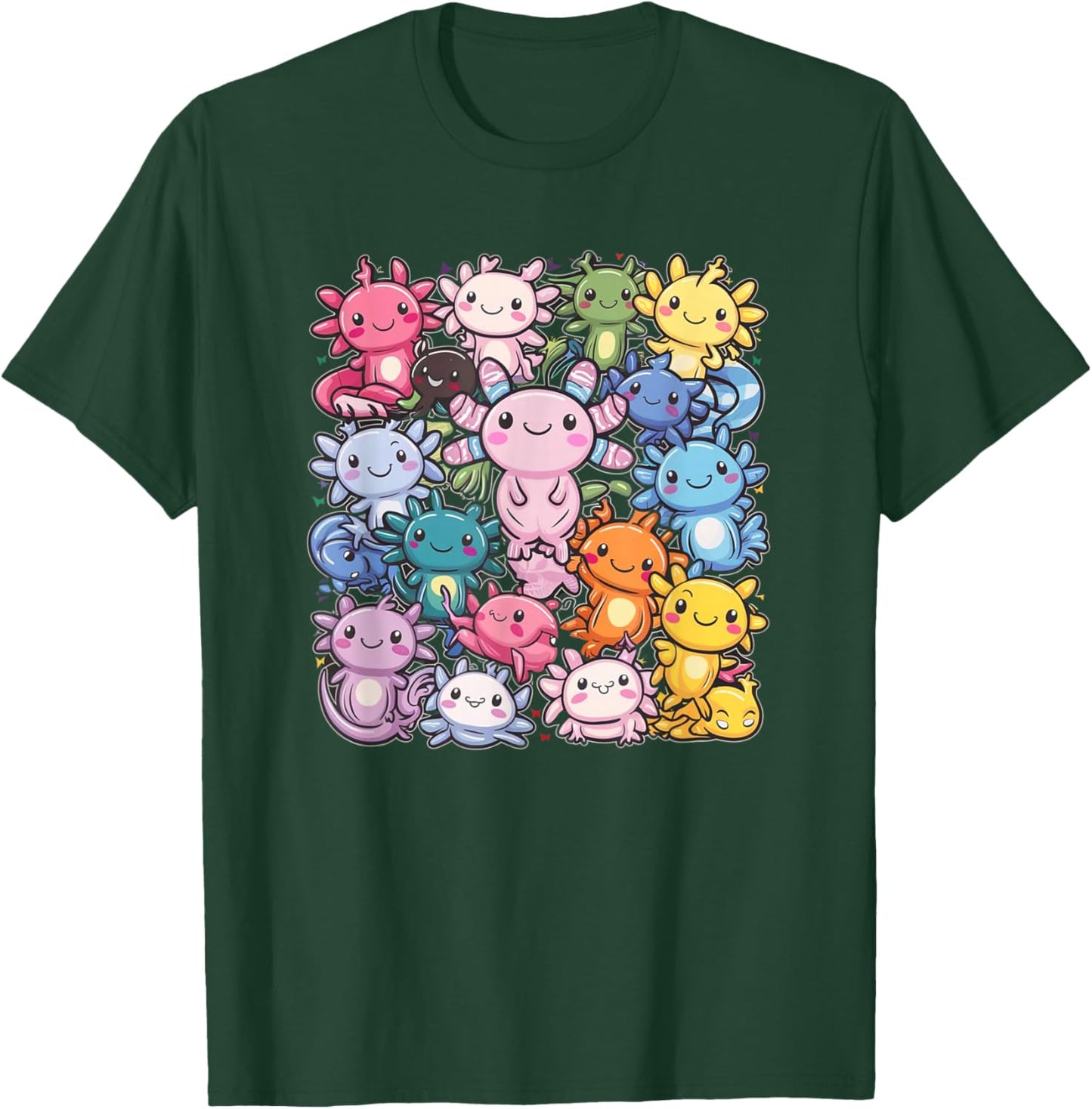Axolotl Cute Axolotls Of The World Kawaii Kids , Black, S T-Shirt - T-Shirt | Forest