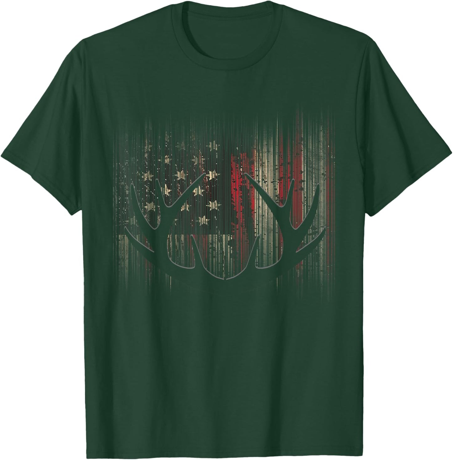 American Flag Outdoor Antlers Elk Deer Kids Men T-Shirt - T-Shirt | Forest