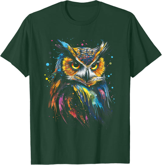 Artwork Fantasy Women's Owl Bird , Black, Small T-Shirt - T-Shirt | Forest