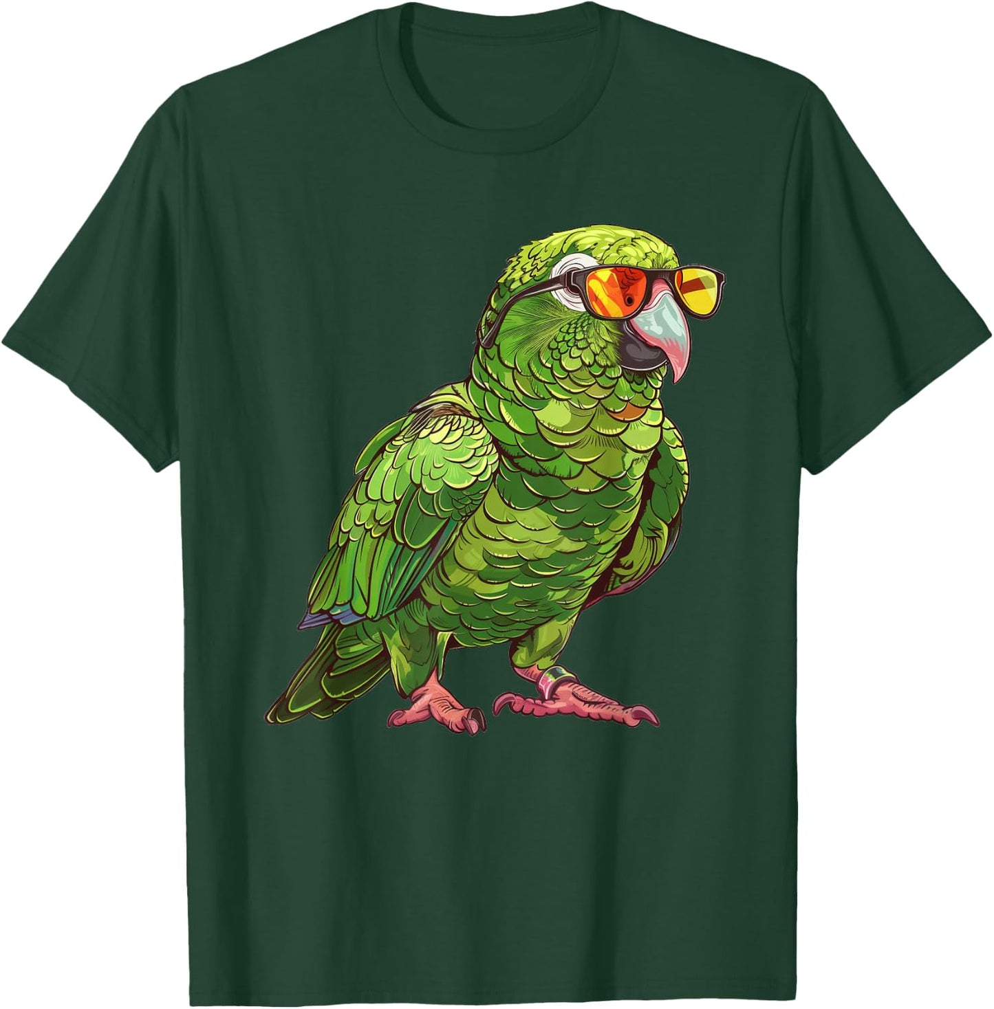 Green Quaker Parrot With Sunglasses T-Shirt - T-Shirt | Forest