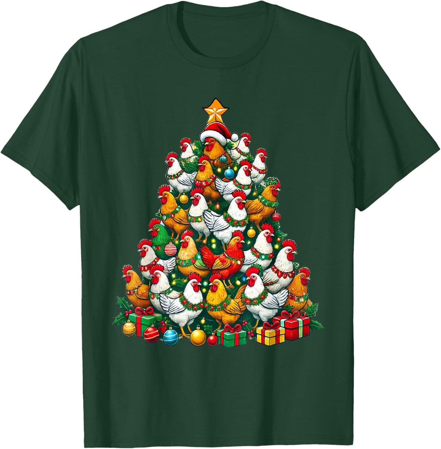 Chicken Christmas Tree Funny Chicken Xmas T-Shirt - T-Shirt | Forest