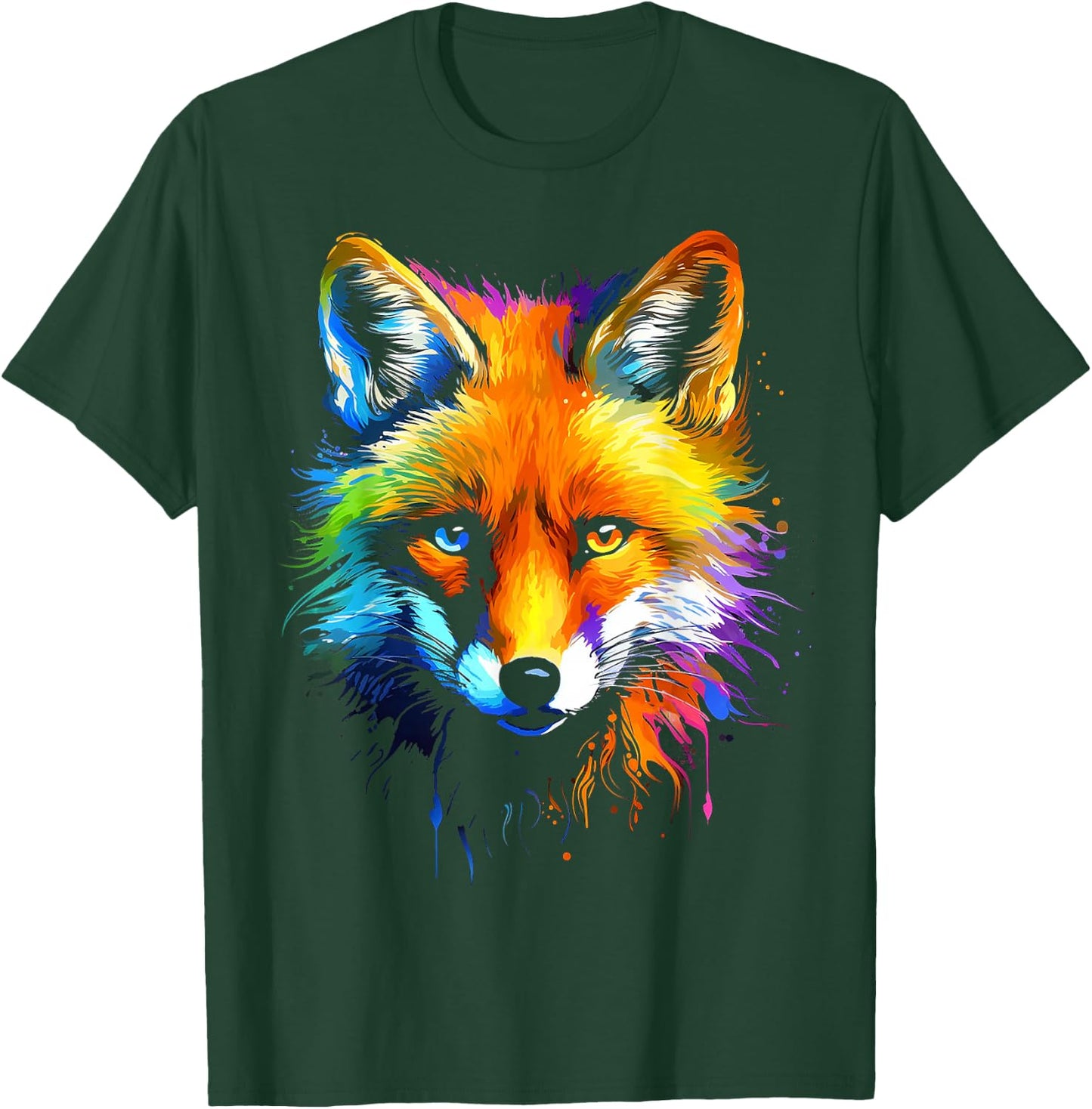 Fox Colourful Animal Graphic Art Fox , black, S T-Shirt - T-Shirt | Forest