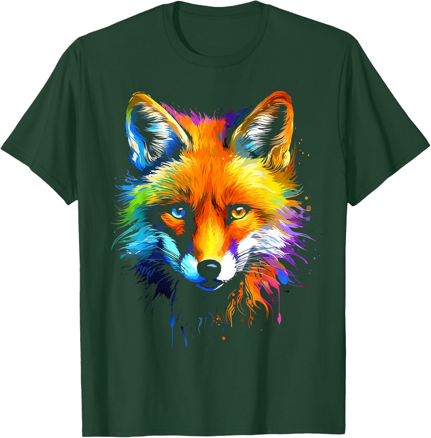 Fox Colourful Animal Graphic Art Fox , black, S T-Shirt - T-Shirt | Forest