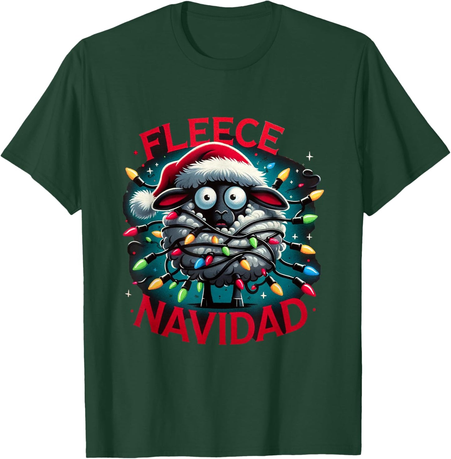 Funny Woolly Surprise Fleece Navidad Christmas Xmas Sheep T-Shirt - T-Shirt | Forest