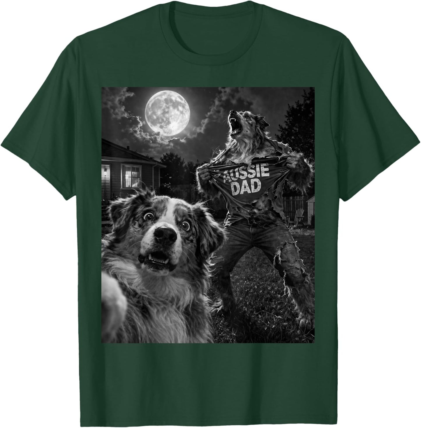 Australian Shepherd Aussie Dad Funny Vintage Graphic Selfie T-Shirt - T-Shirt | Forest