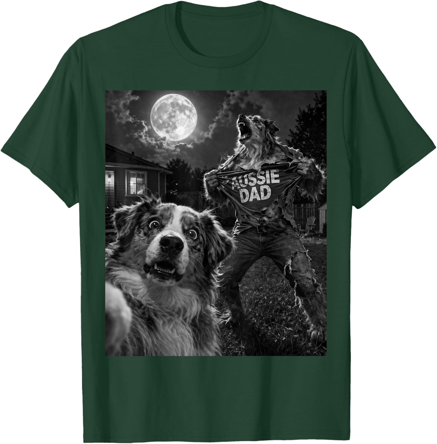 Australian Shepherd Aussie Dad Funny Vintage Graphic Selfie T-Shirt - T-Shirt | Forest