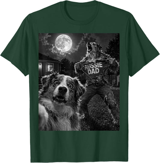 Australian Shepherd Aussie Dad Funny Vintage Graphic Selfie T-Shirt - T-Shirt | Forest