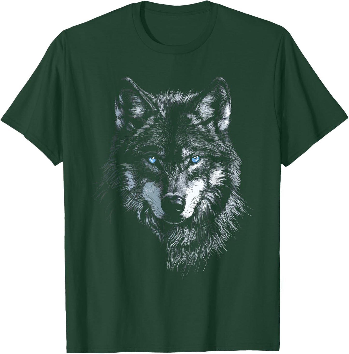 Mystical Wolf with Blue Eyes Animal Art Wolf Motif Wolves , black, S T-Shirt - T-Shirt | Forest