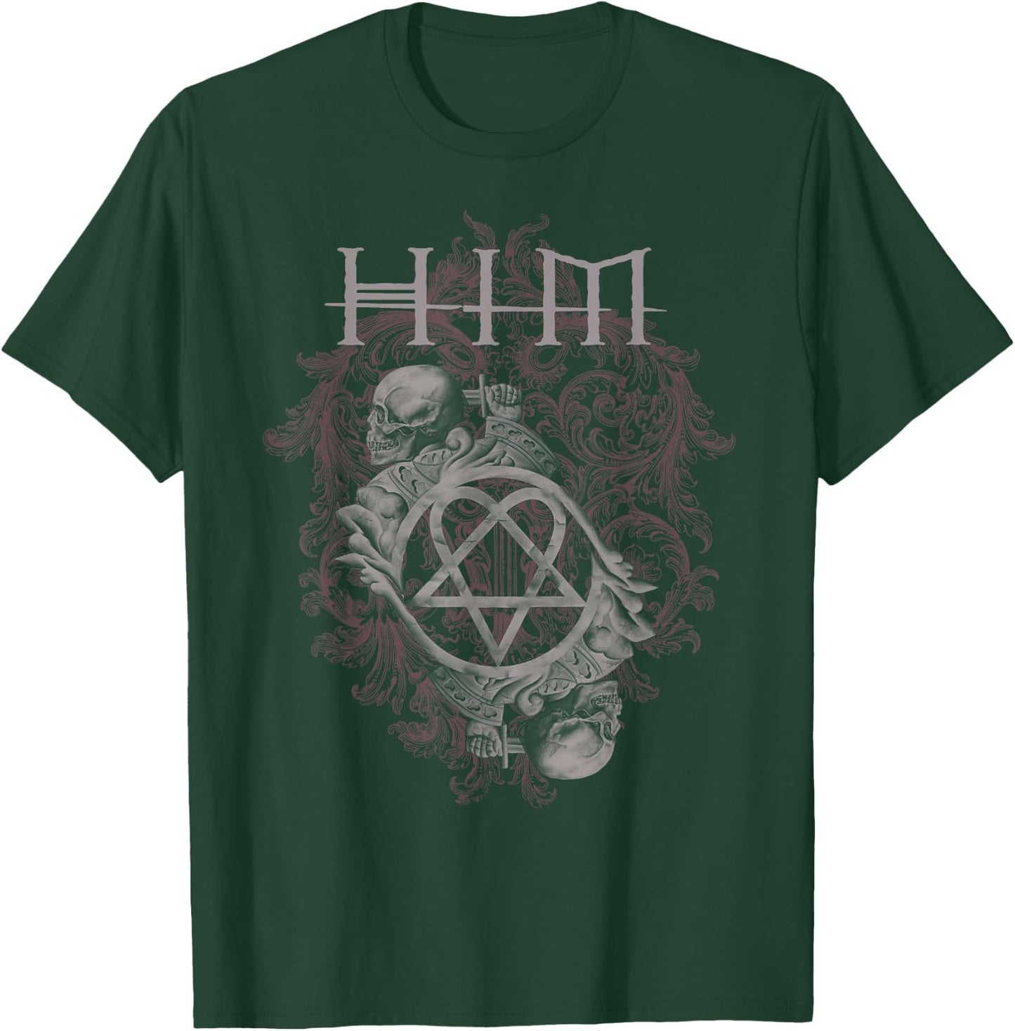 Ville Valo HIM Dual Skull On Red , red T-Shirt - T-Shirt | Forest