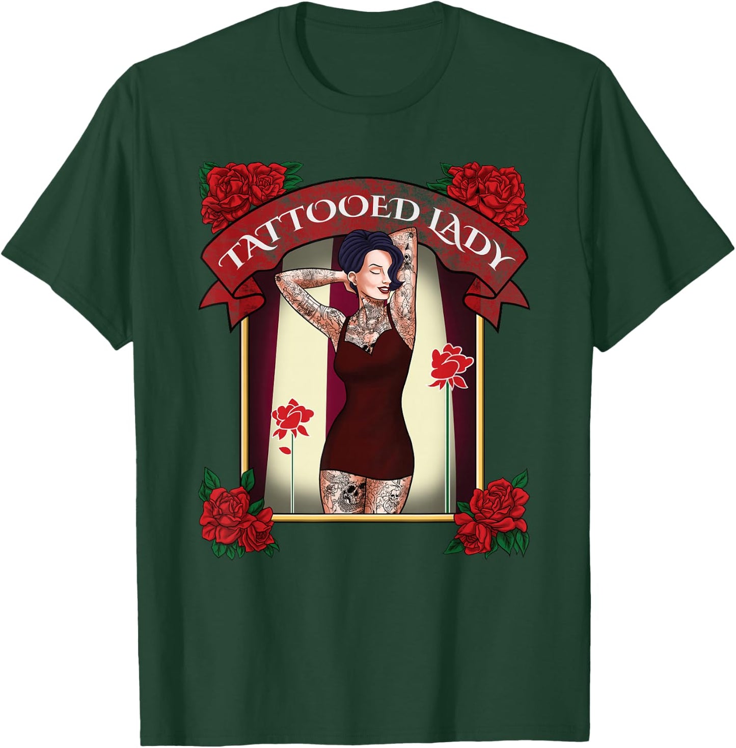 Tattooed Lady Carnival Shirt - Circus Shirt - Tattooed Mom T-Shirt - T-Shirt | Forest