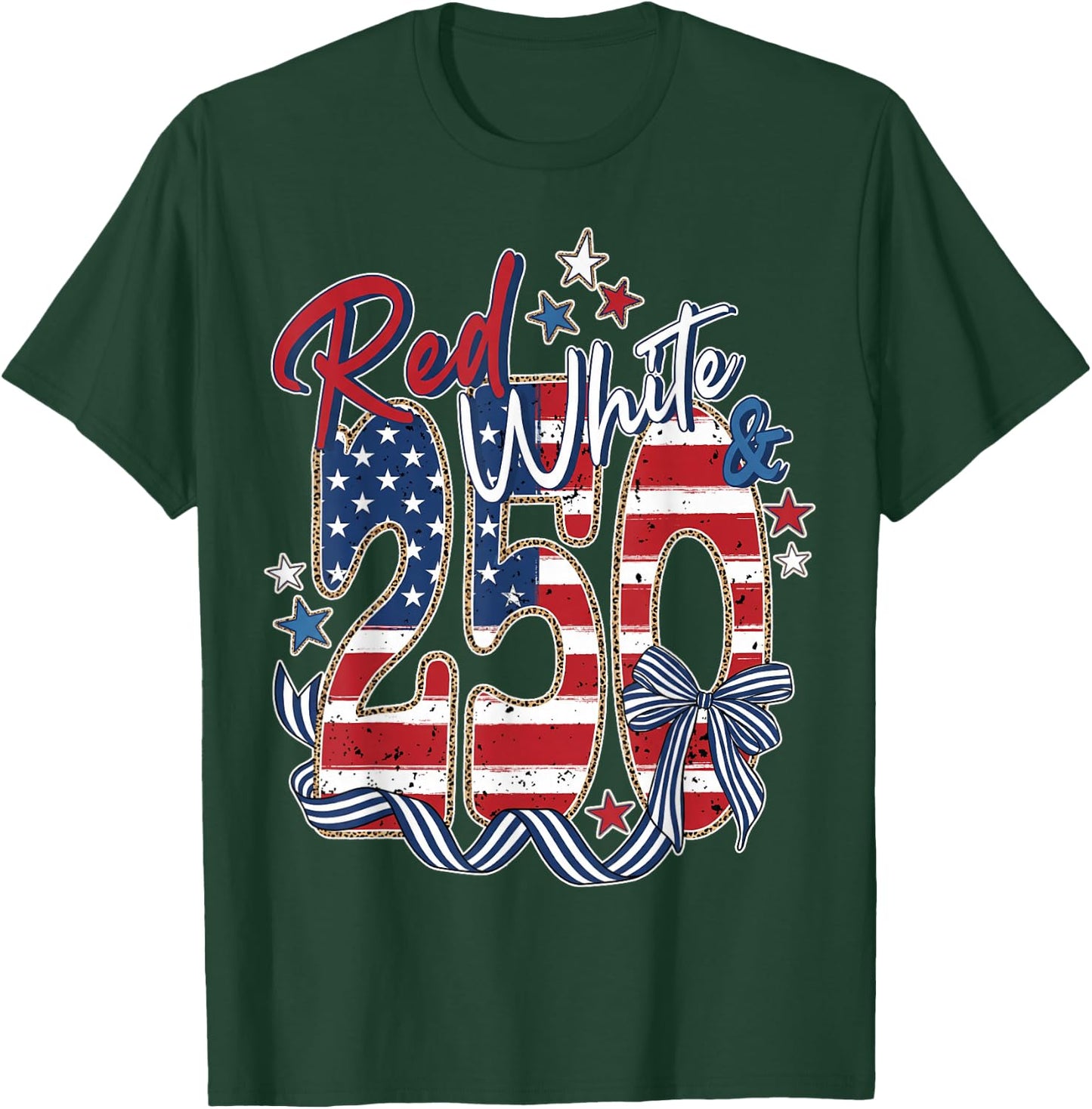 Red White Blue 250 Anniversary Women Fourth of July USA T-Shirt - T-Shirt | Forest