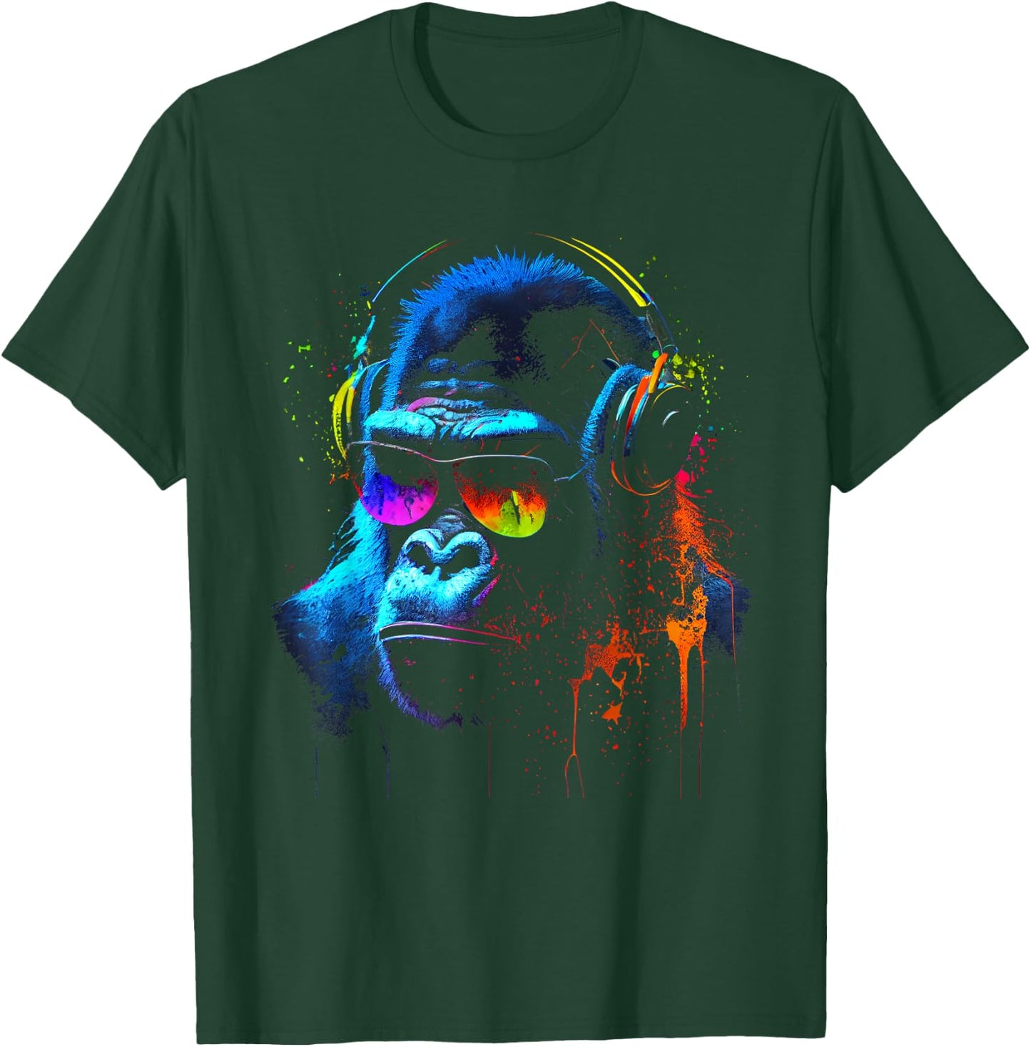 Monkey DJ mit Kopfhörer und Sonnenbrille Gorilla Musikfan T-Shirt - T-Shirt | Forest
