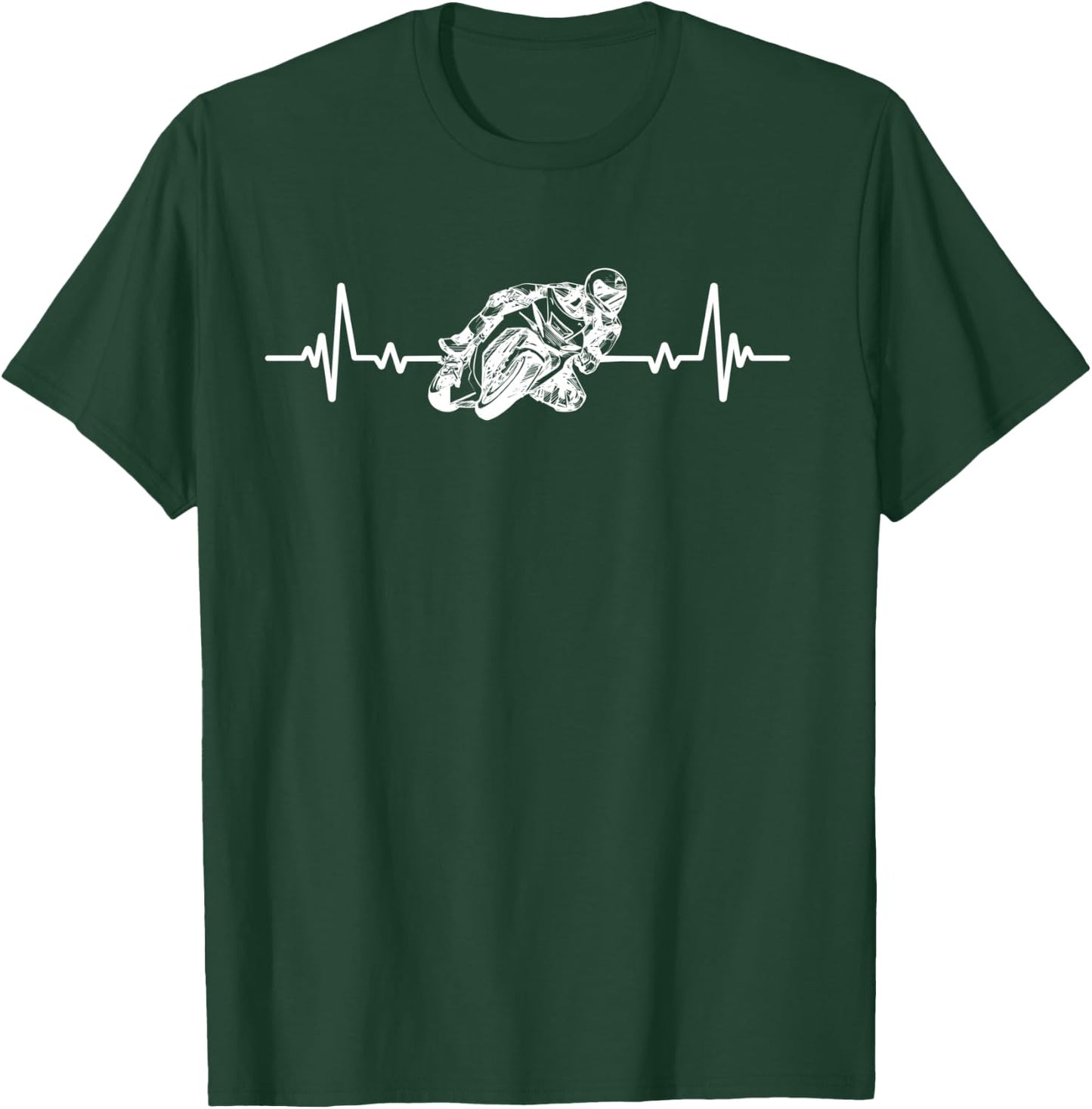 Moto GP Racing Heartbeat Motorcycle Motorcycles Biker Humour , Black, S T-Shirt - T-Shirt | Forest