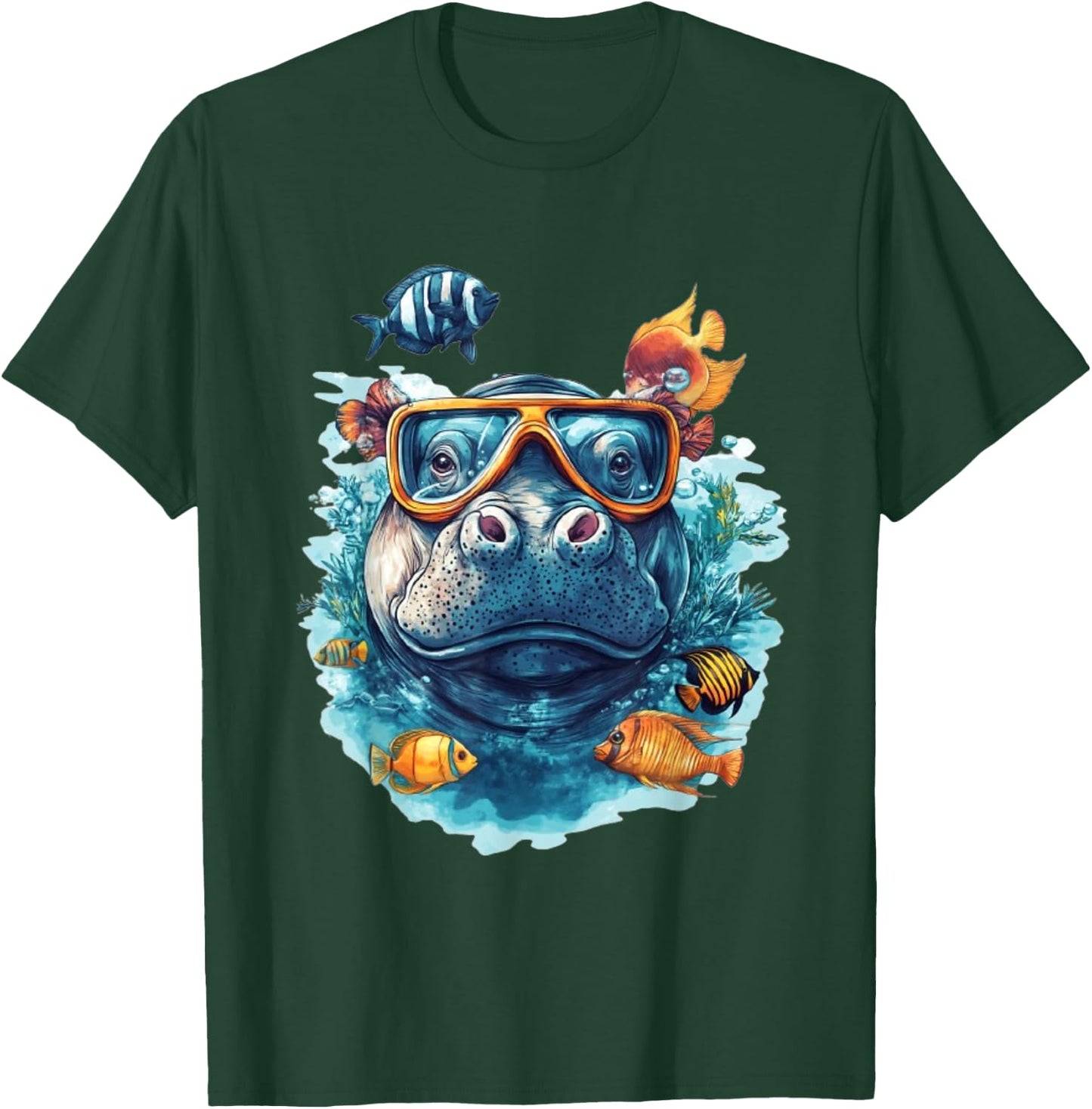 Funny Hippo Under Water Hippopotamus T-Shirt - T-Shirt | Forest