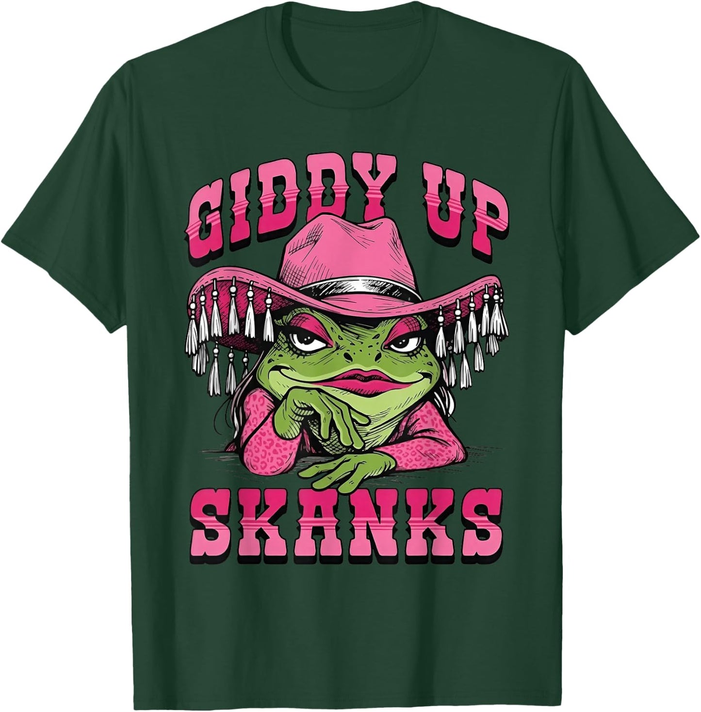 Giddy Up Skanks Funny Western Frog Cowboy Hat Pink T-Shirt - T-Shirt | Forest