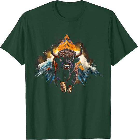 Bison Mountains Animal Art - Bison T-Shirt - T-Shirt | Forest