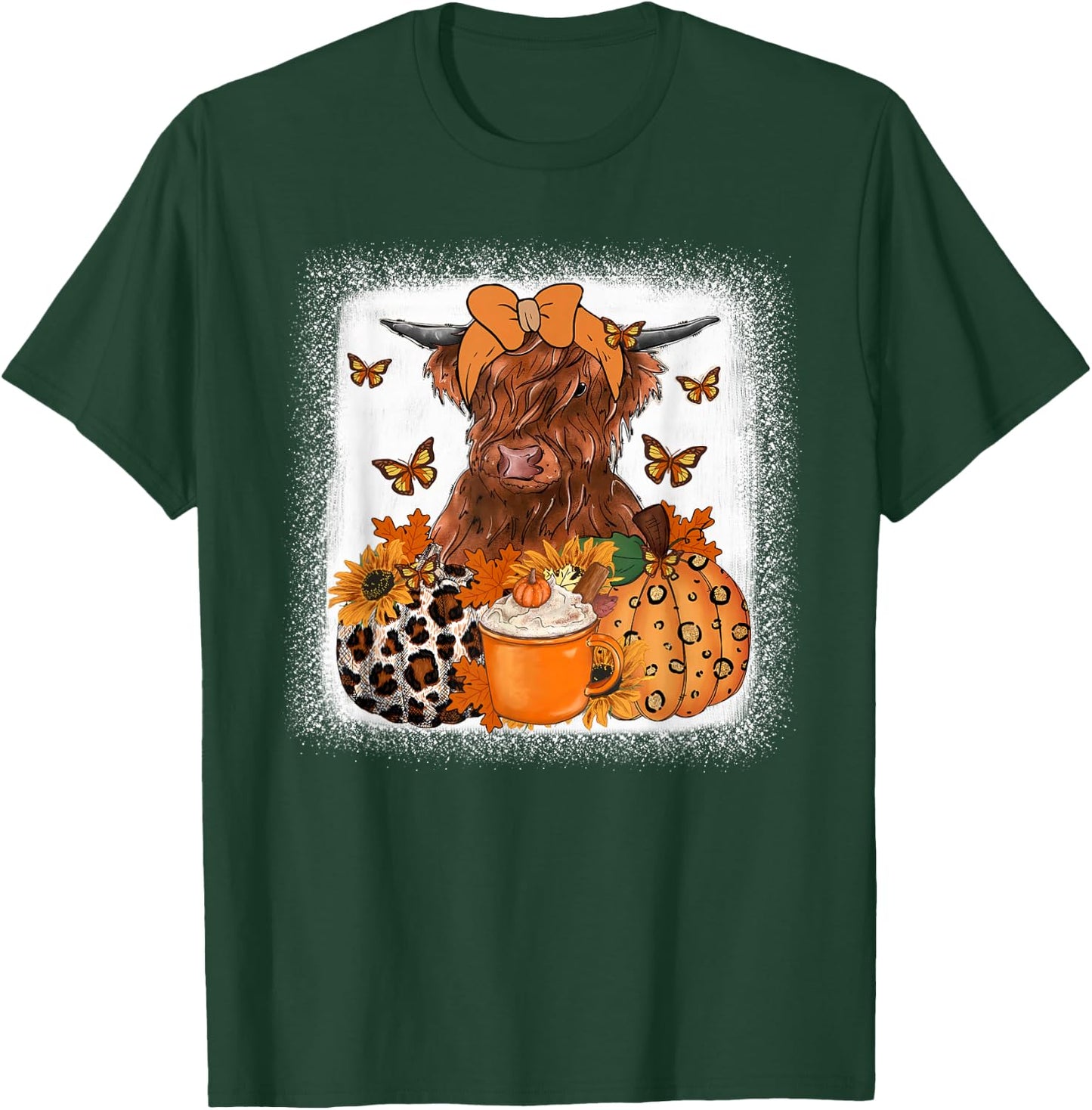 Highland Cow Autumn , Autumn Heifer Pumpkin Cow Women T-Shirt - T-Shirt | Forest