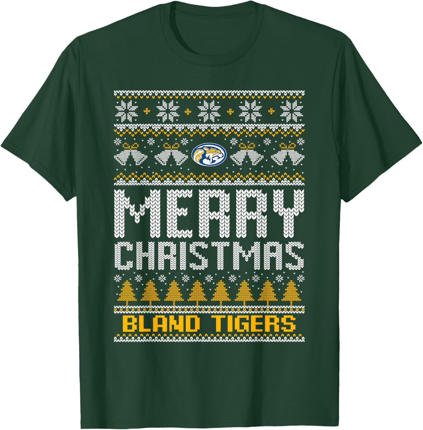 Bland Tigers Logo Merry Christmas Ugly Sweater HS T-Shirt - T-Shirt | Forest