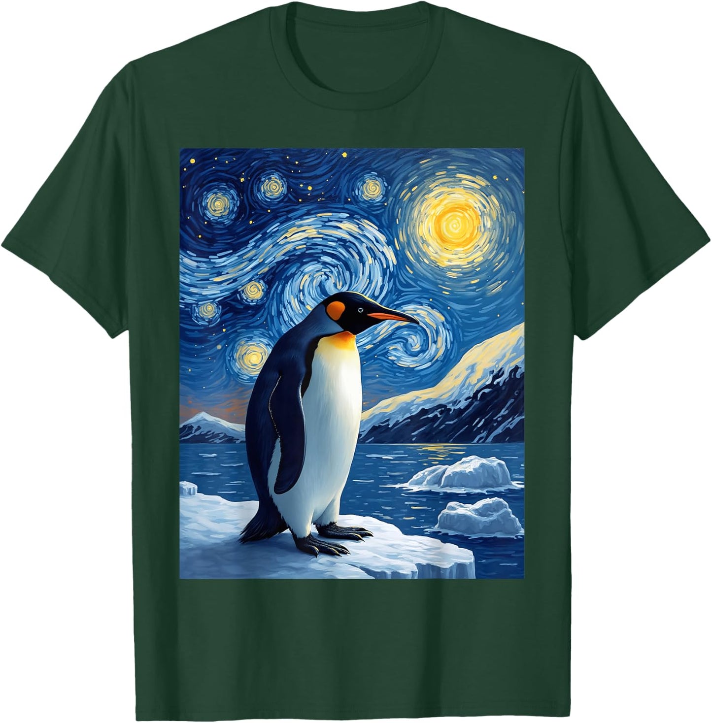 Van Gogh's Starry Night Penguin Tuxedo Bird Animal Lovers T-Shirt - T-Shirt | Forest