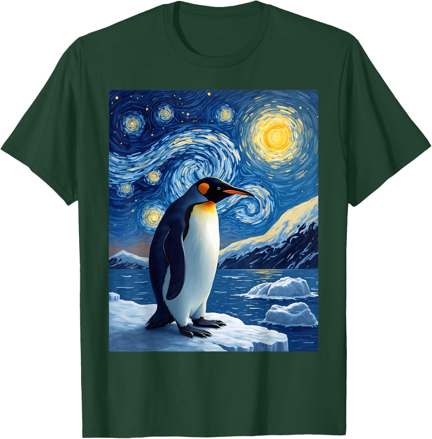 Van Gogh's Starry Night Penguin Tuxedo Bird Animal Lovers T-Shirt - T-Shirt | Forest