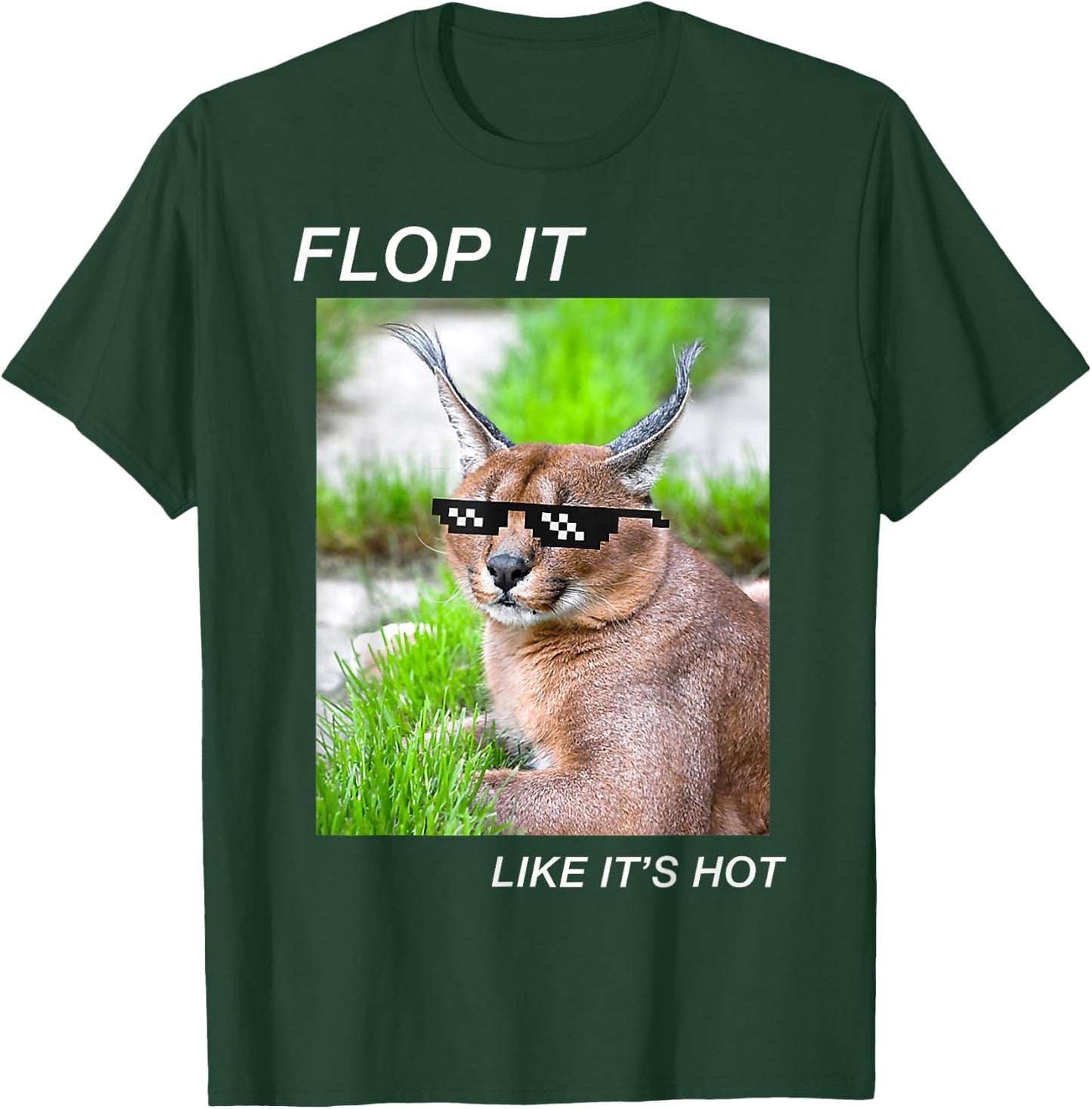 Meme Cat Caracal Big Floppa Joke Ironic Humor Funny Graphic T-Shirt - T-Shirt | Forest