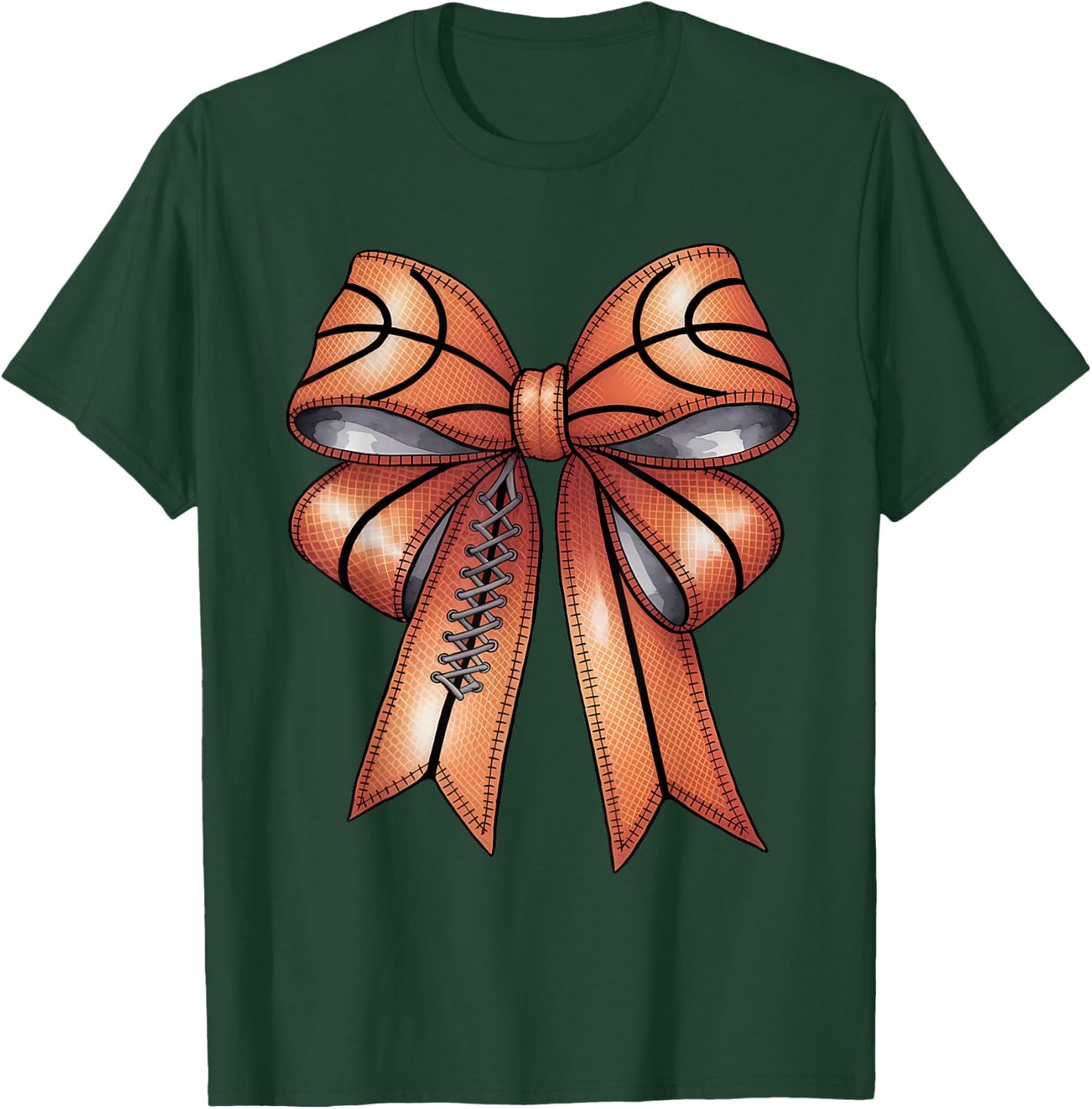 Basketball Coquette Bow Cute Basketball Player T-Shirt - T-Shirt | Forest