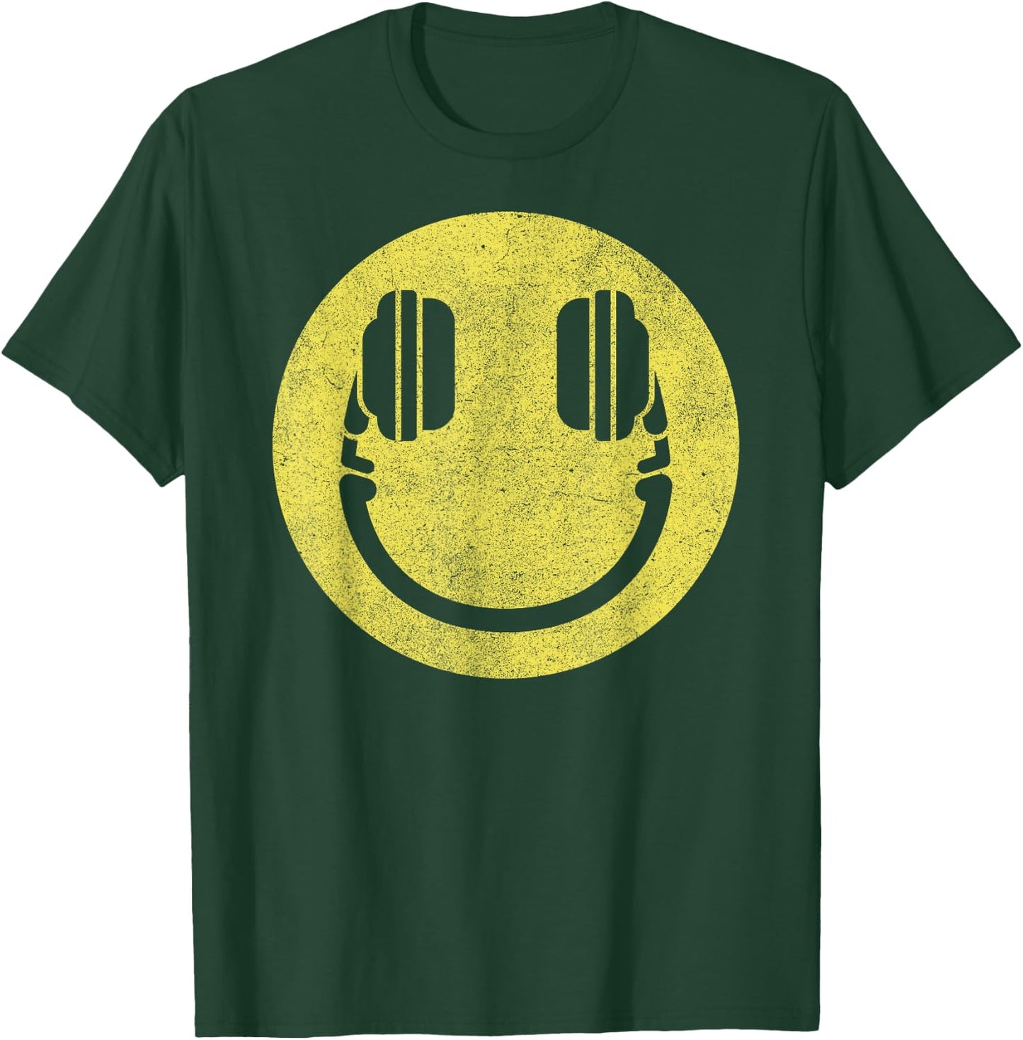 Happy Face Headphones – Audiophile Smile Funny Music Lover T-Shirt - T-Shirt | Forest