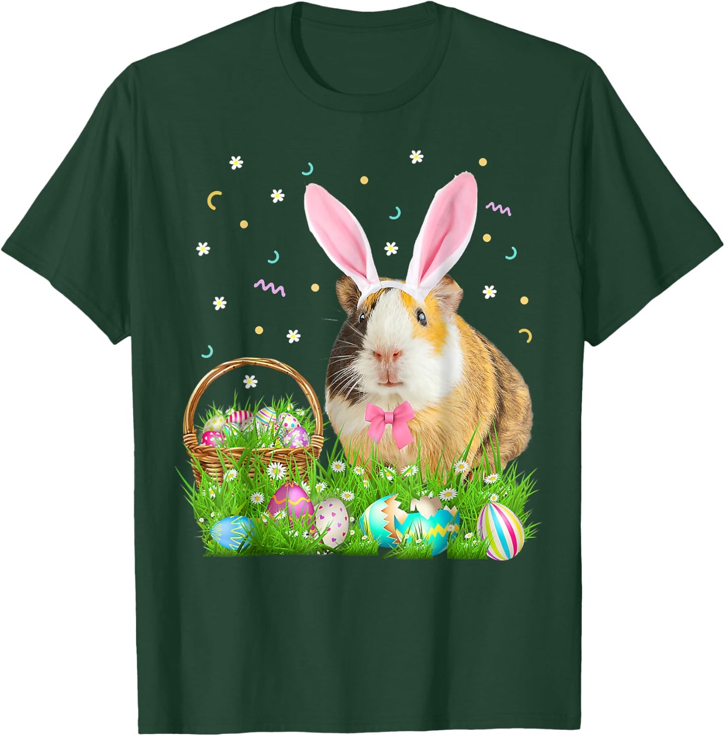 Cute Guinea Pig Funny Easter Bunny Eggs Happy Easter Day T-Shirt - T-Shirt | Forest