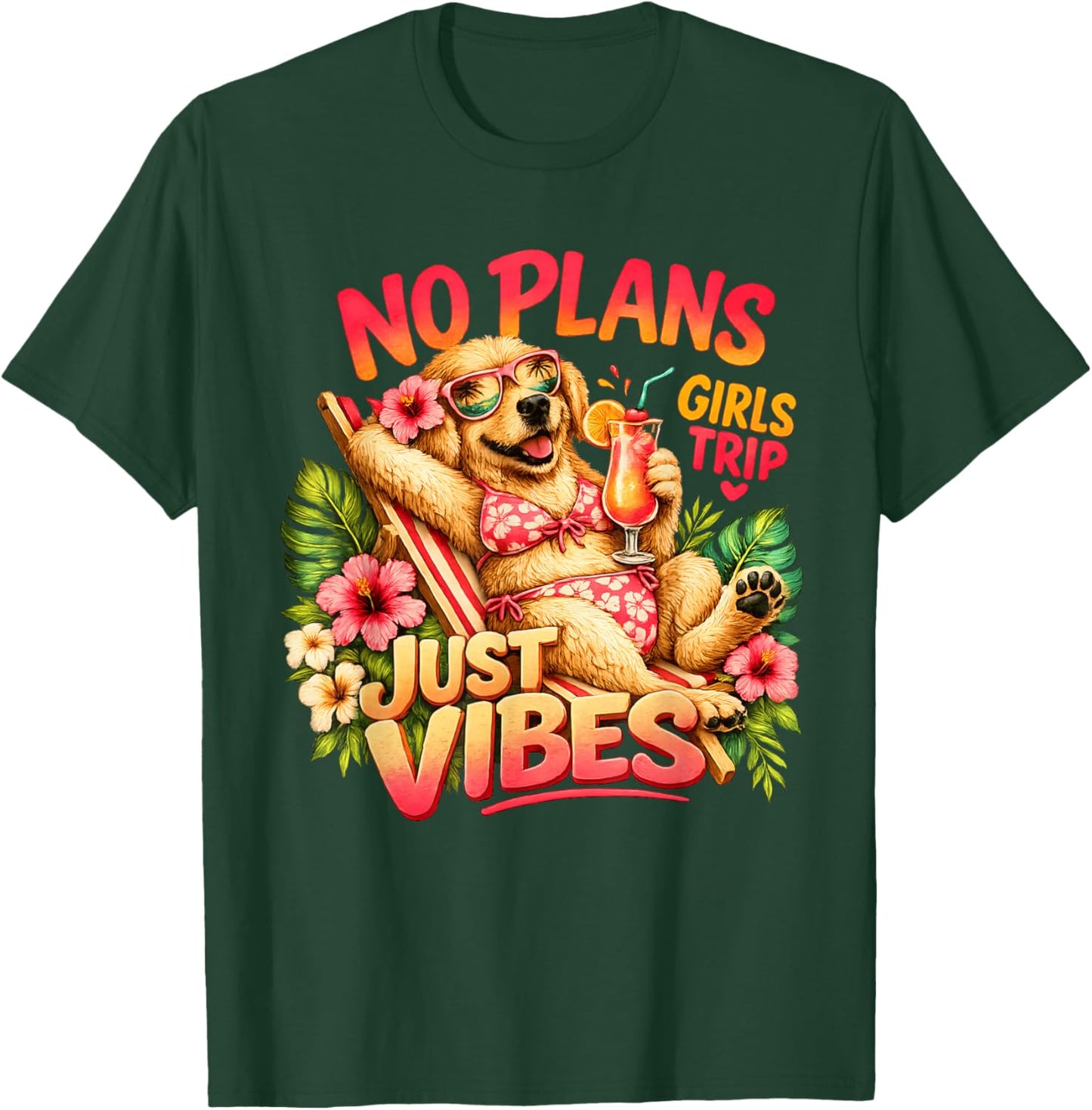 Keine Pläne, nur Vibes, Mädchenausflug, Sommerurlaub, süßer Hund T-Shirt - T-Shirt | Forest