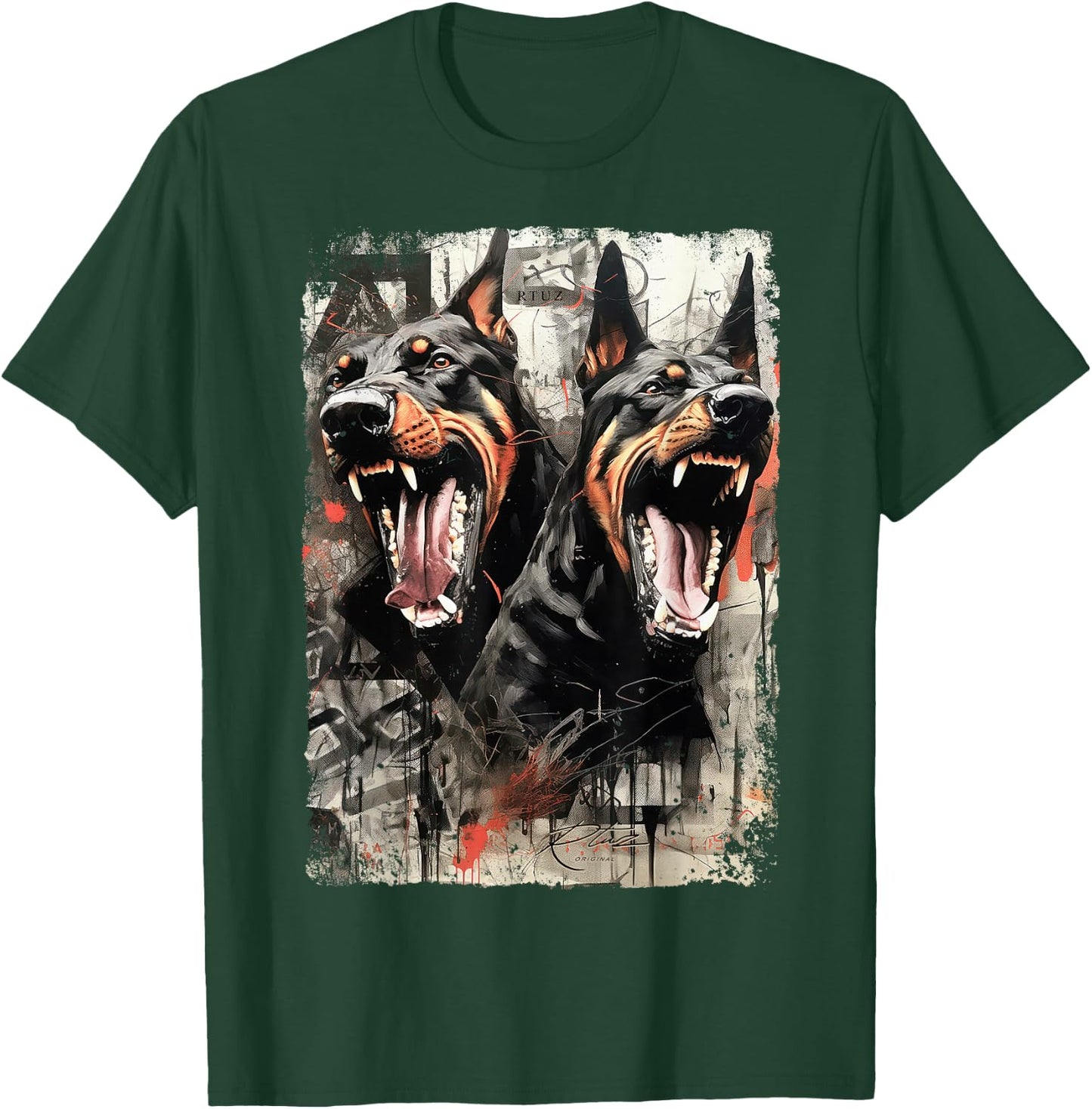 Hip Hop Streetwear Fashion Vintage Women Men Dog Doberman T-Shirt - T-Shirt | Forest