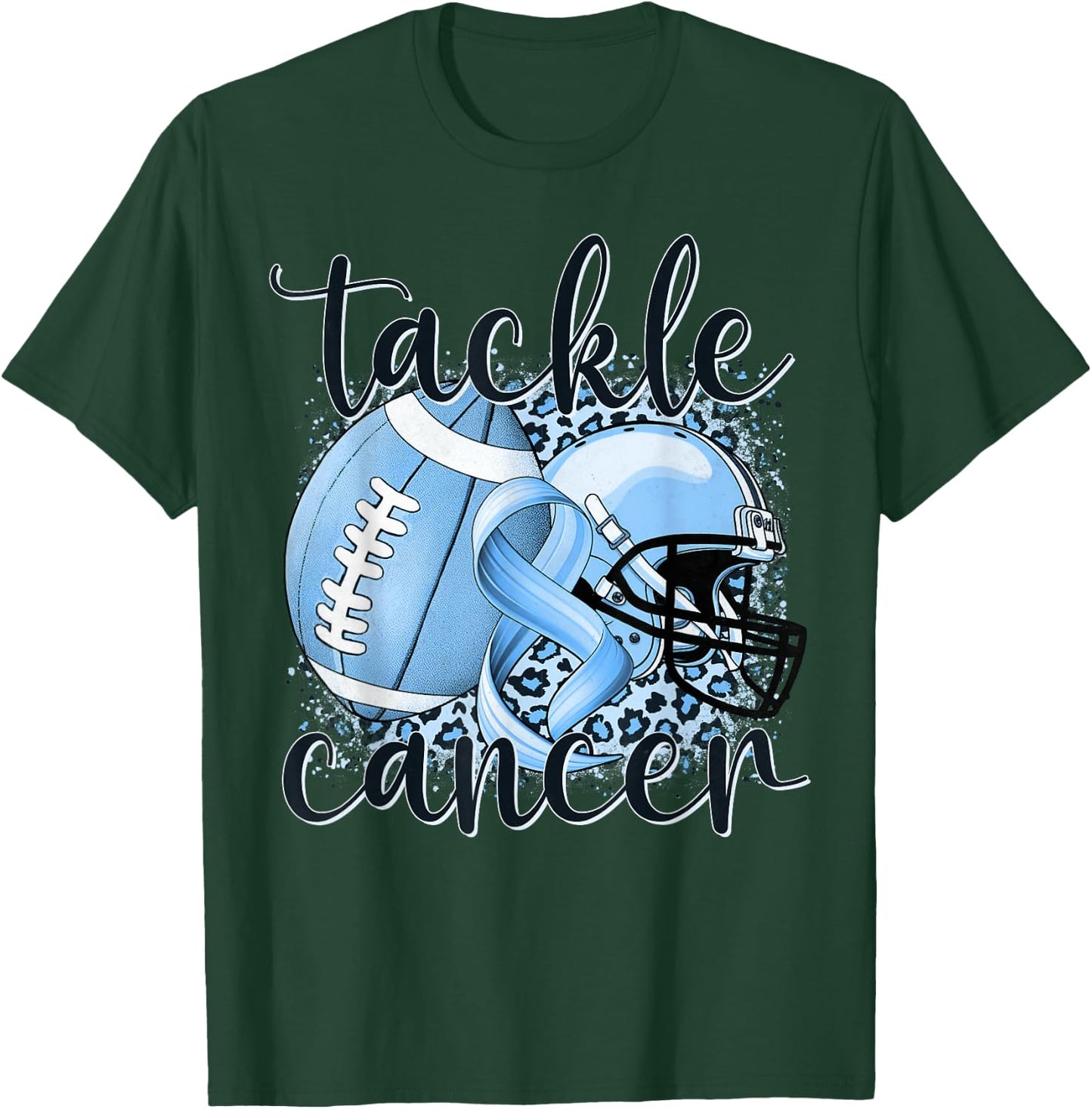 Tackle Prostate Cancer Football Lover Warrior Blue Ribbon T-Shirt - T-Shirt | Forest