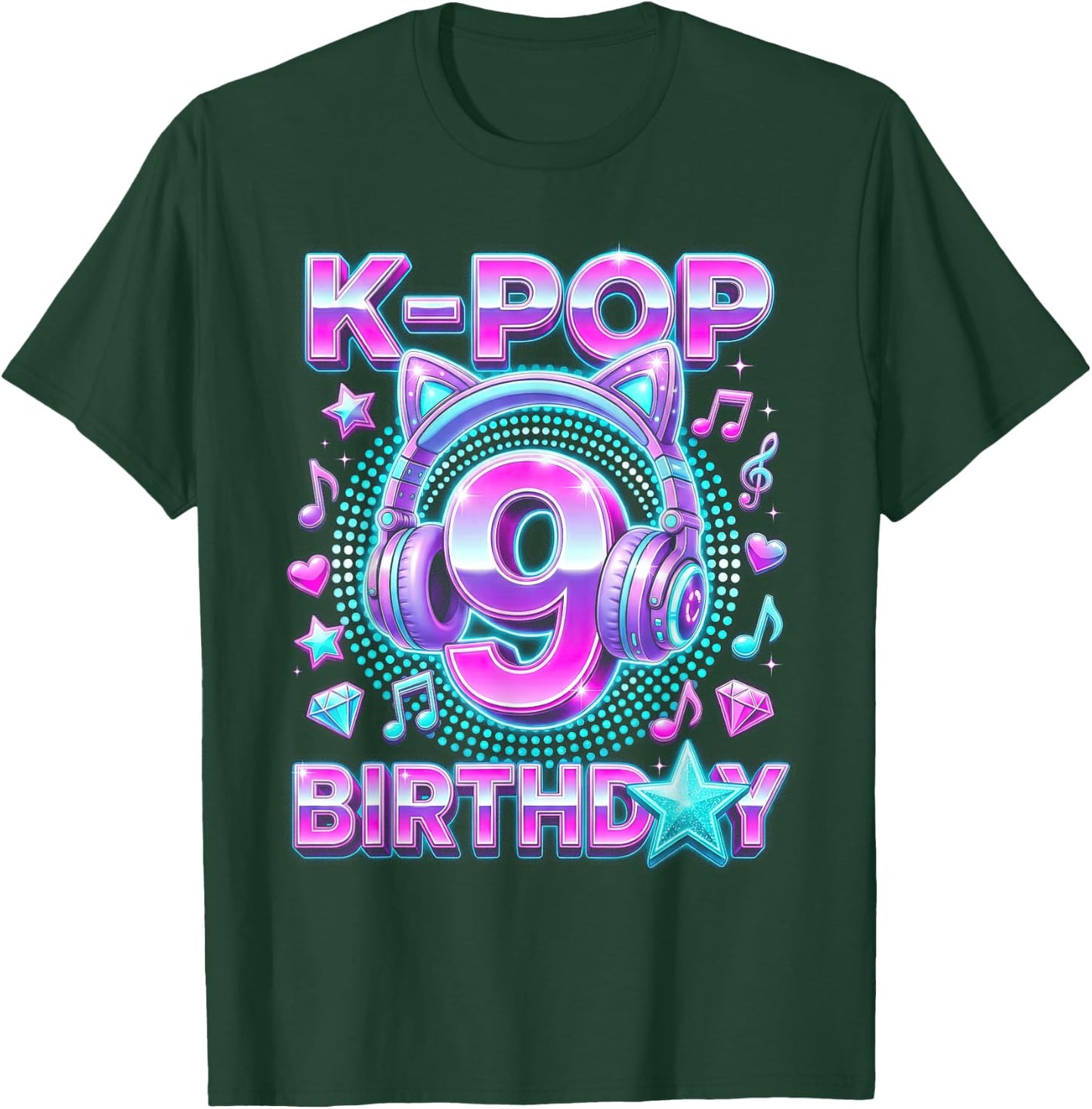 K-Pop 9. Geburtstag Mädchen 9 Jahre alt koreanische Musik T-Shirt - T-Shirt | Forest