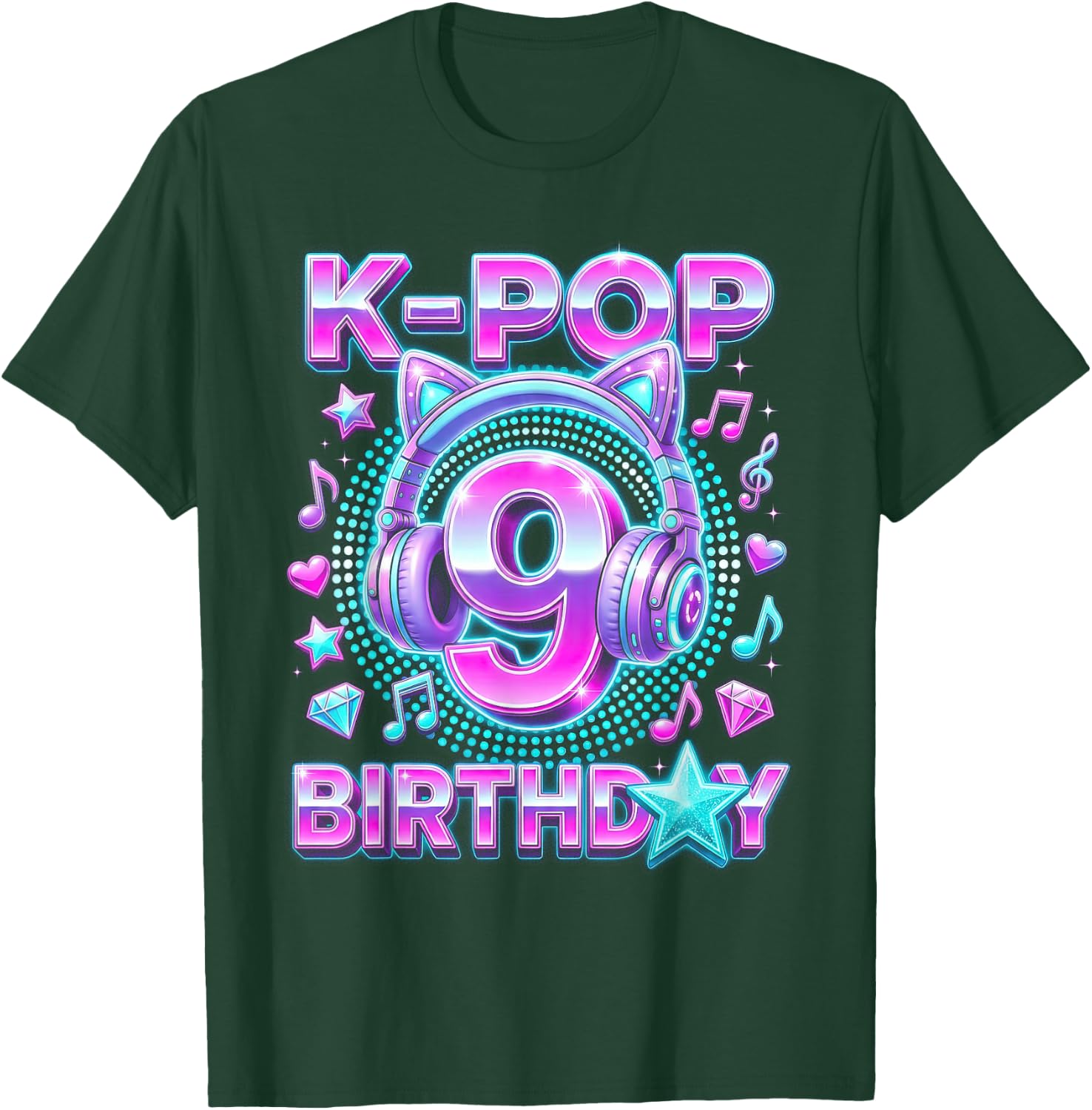 K-Pop 9. Geburtstag Mädchen 9 Jahre alt koreanische Musik T-Shirt - T-Shirt | Forest