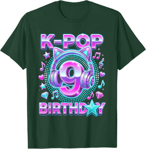 K-Pop 9. Geburtstag Mädchen 9 Jahre alt koreanische Musik T-Shirt - T-Shirt | Forest
