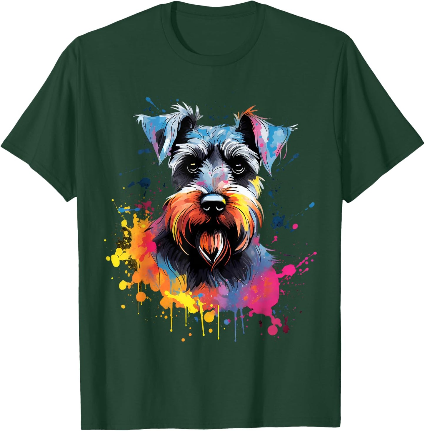 Cute Miniature Schnauzer Dog on painted Miniature Schnauzer Men Women Kids T-Shirt - T-Shirt | Forest