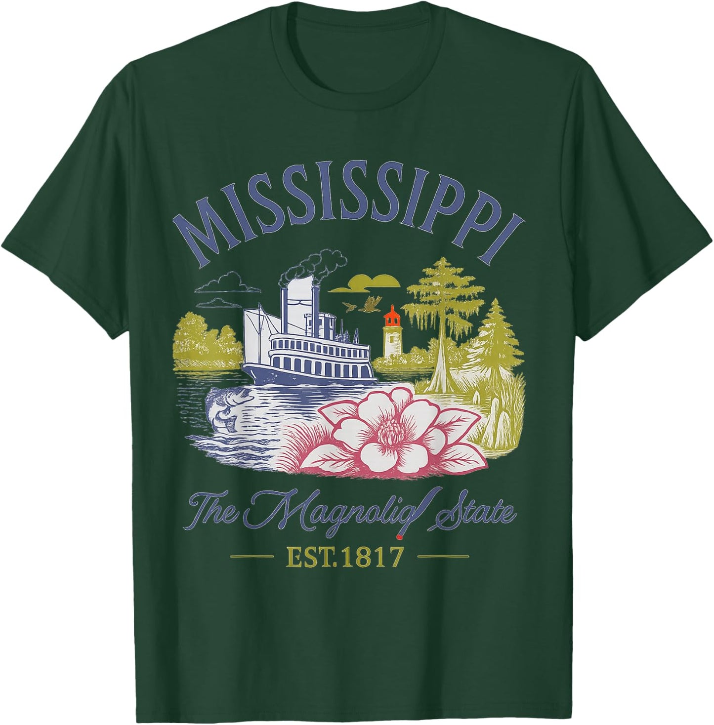 Mississippi The Magnolia State Vintage Inspired T-Shirt - T-Shirt | Forest