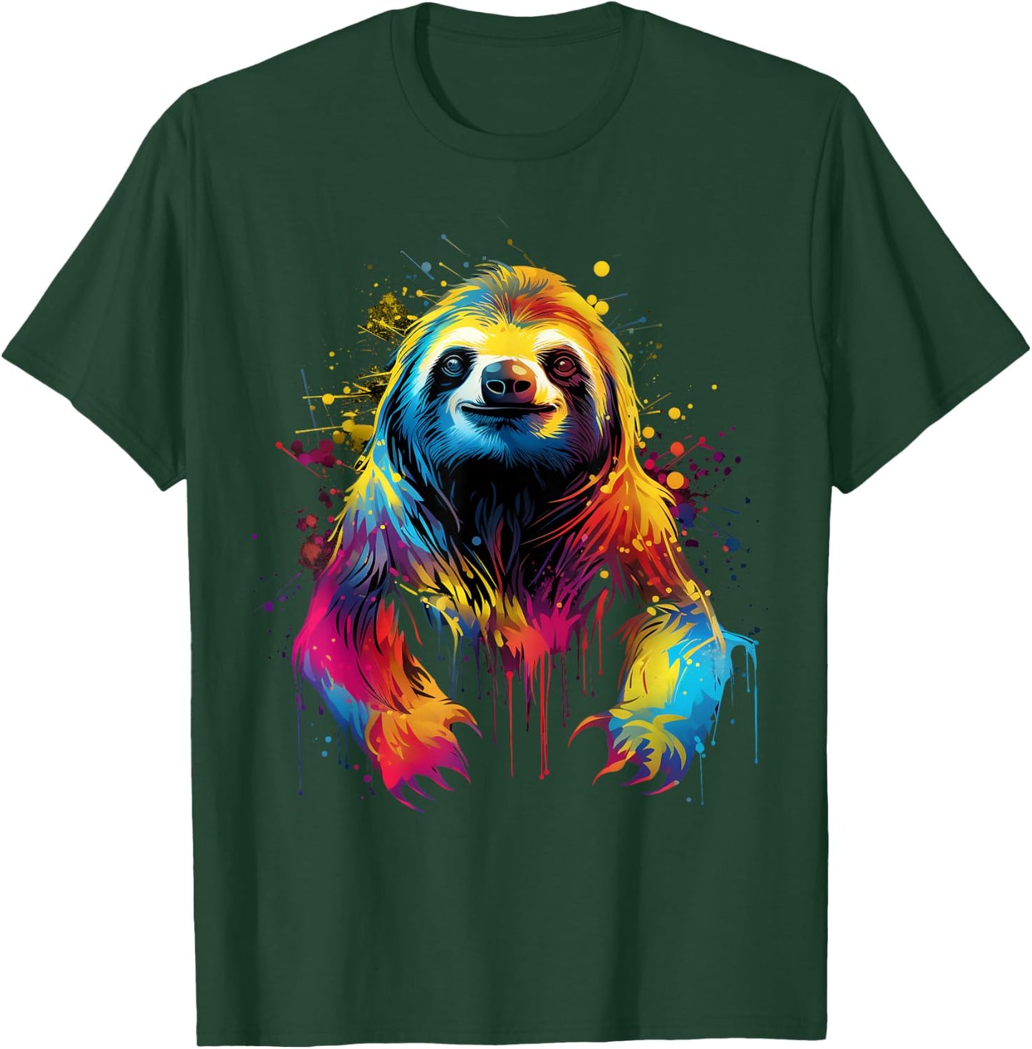 Cool Sloth on colorful painted Sloth T-Shirt - T-Shirt | Forest