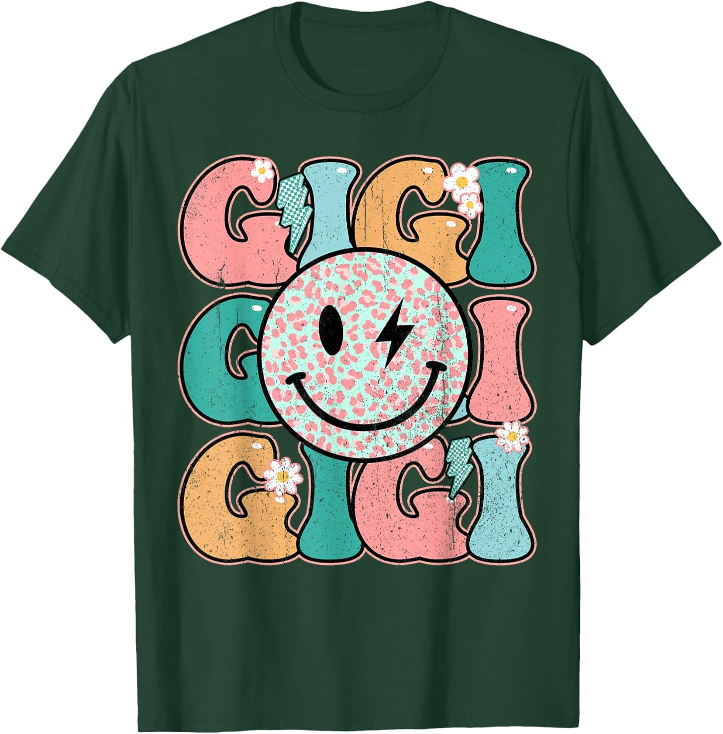 Groovy Gigi Leopard Lightning-Bolt Grandma Life Mother's Day T-Shirt - T-Shirt | Forest