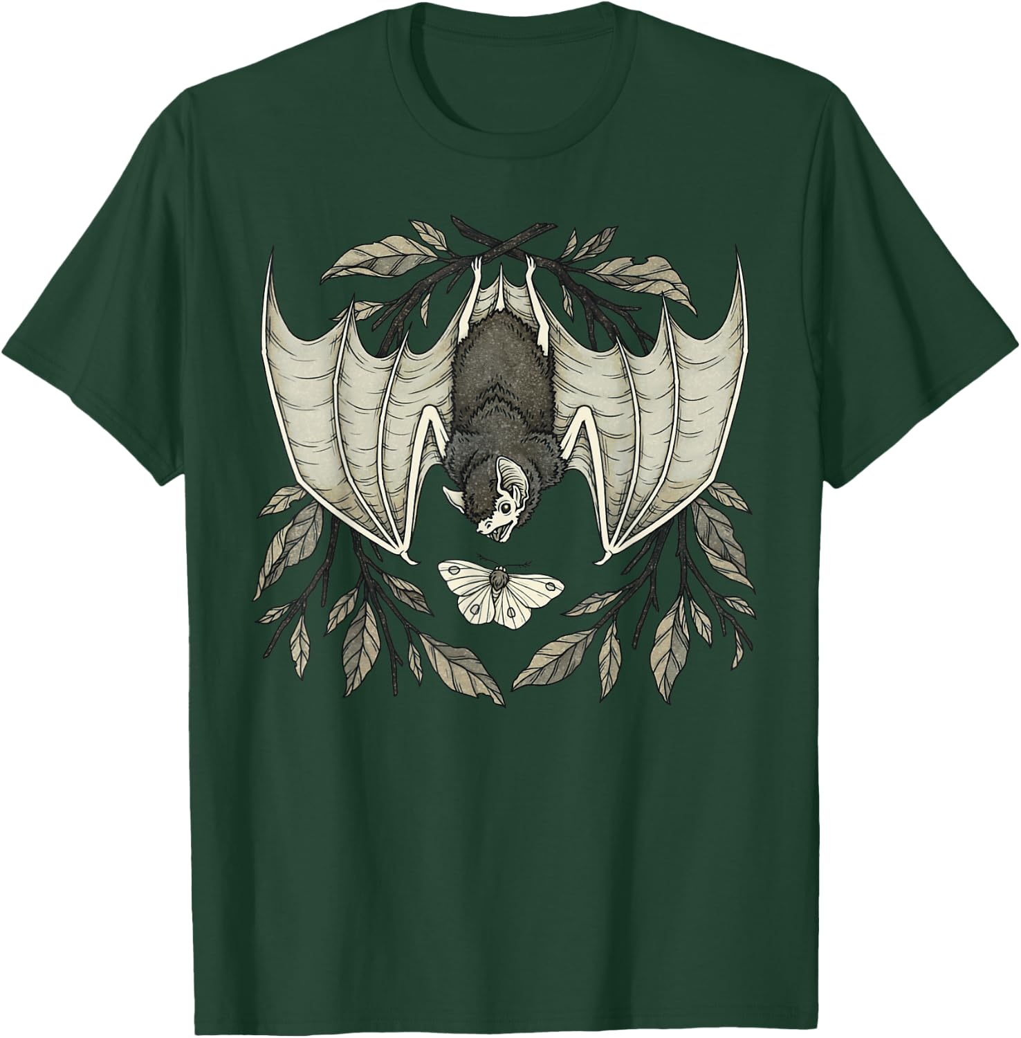 Gothic Bat Moth Alternative Witchcraft Occult Dark Academia T-Shirt - T-Shirt | Forest