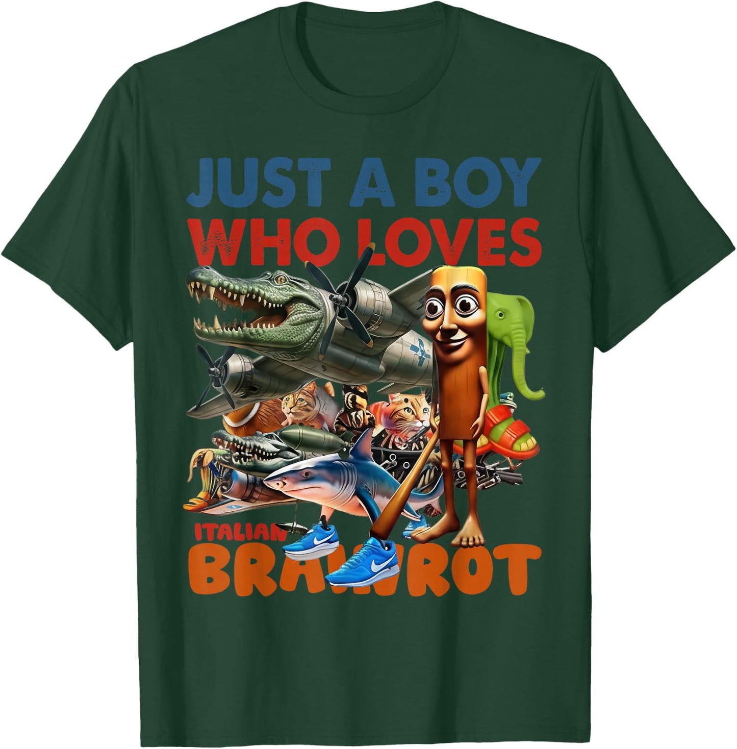 Just A Boy Who Loves Italian Brainrot Meme Boys Kids T-Shirt - T-Shirt | Forest