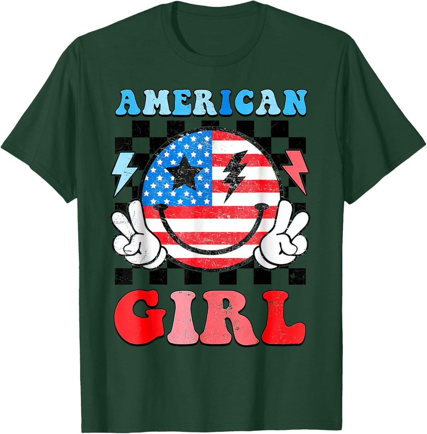 American Girl Toddler Teens Kids 4th of July Patriotic T-Shirt - T-Shirt | Forest