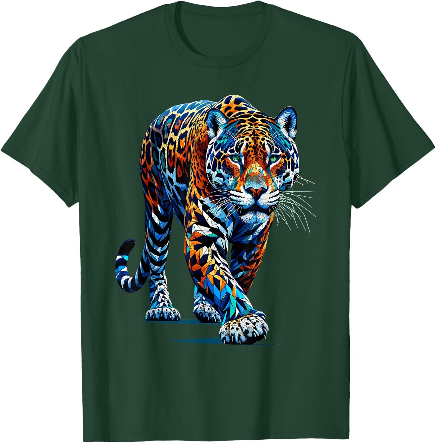 Polygon Art Jaguar Jaguars Zoo T-Shirt - T-Shirt | Forest