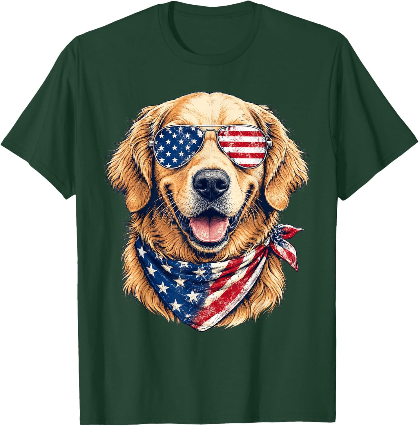Patriotic Golden Retriever Dog 4th of July Dog Lovers T-Shirt - T-Shirt | Forest