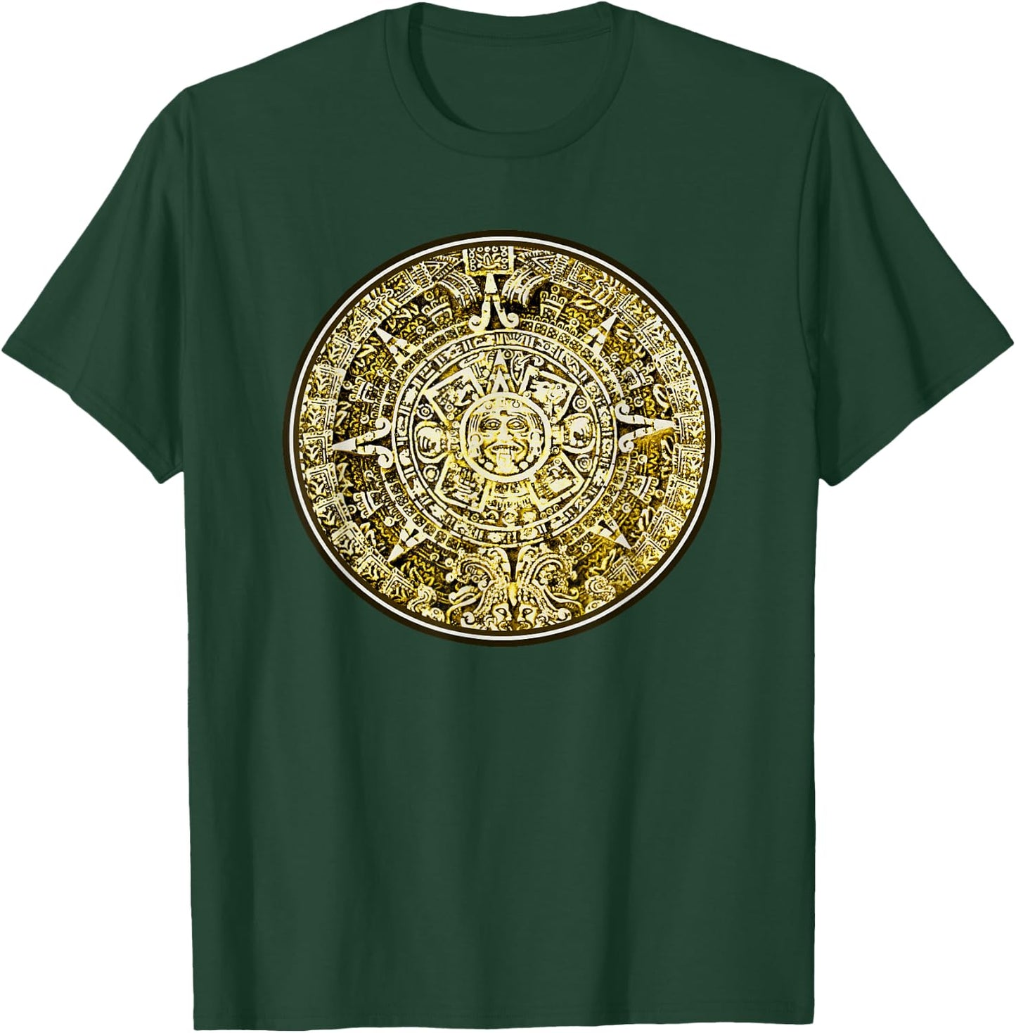 Mayan Aztec Calendar in Gold Cool Novelty Original Artwork T-Shirt - T-Shirt | Forest
