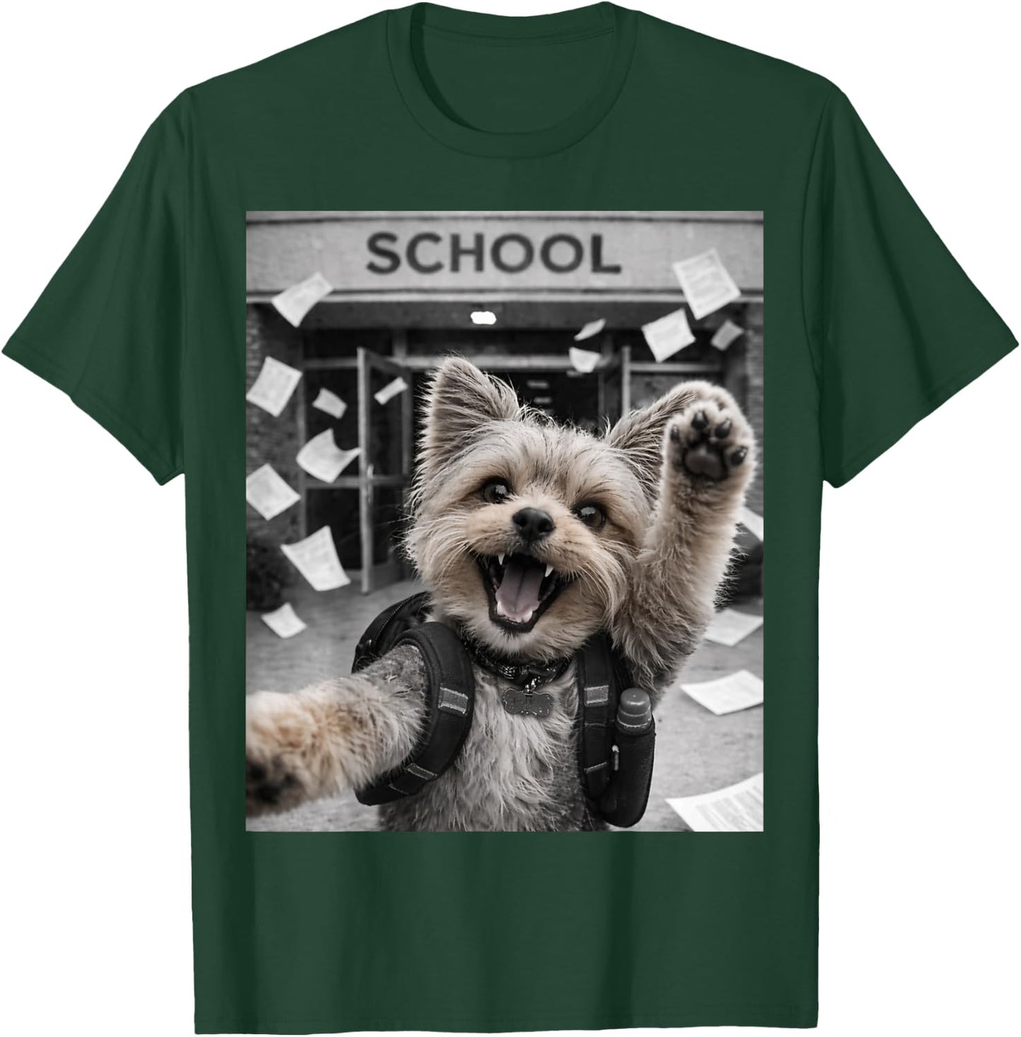 Yorkshire Terrier Yorkie Last Day of School Funny Selfie T-Shirt - T-Shirt | Forest