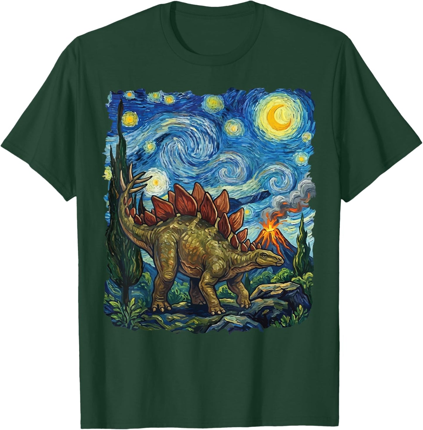 Stegosaurus Starry Night T-Shirt - T-Shirt | Forest