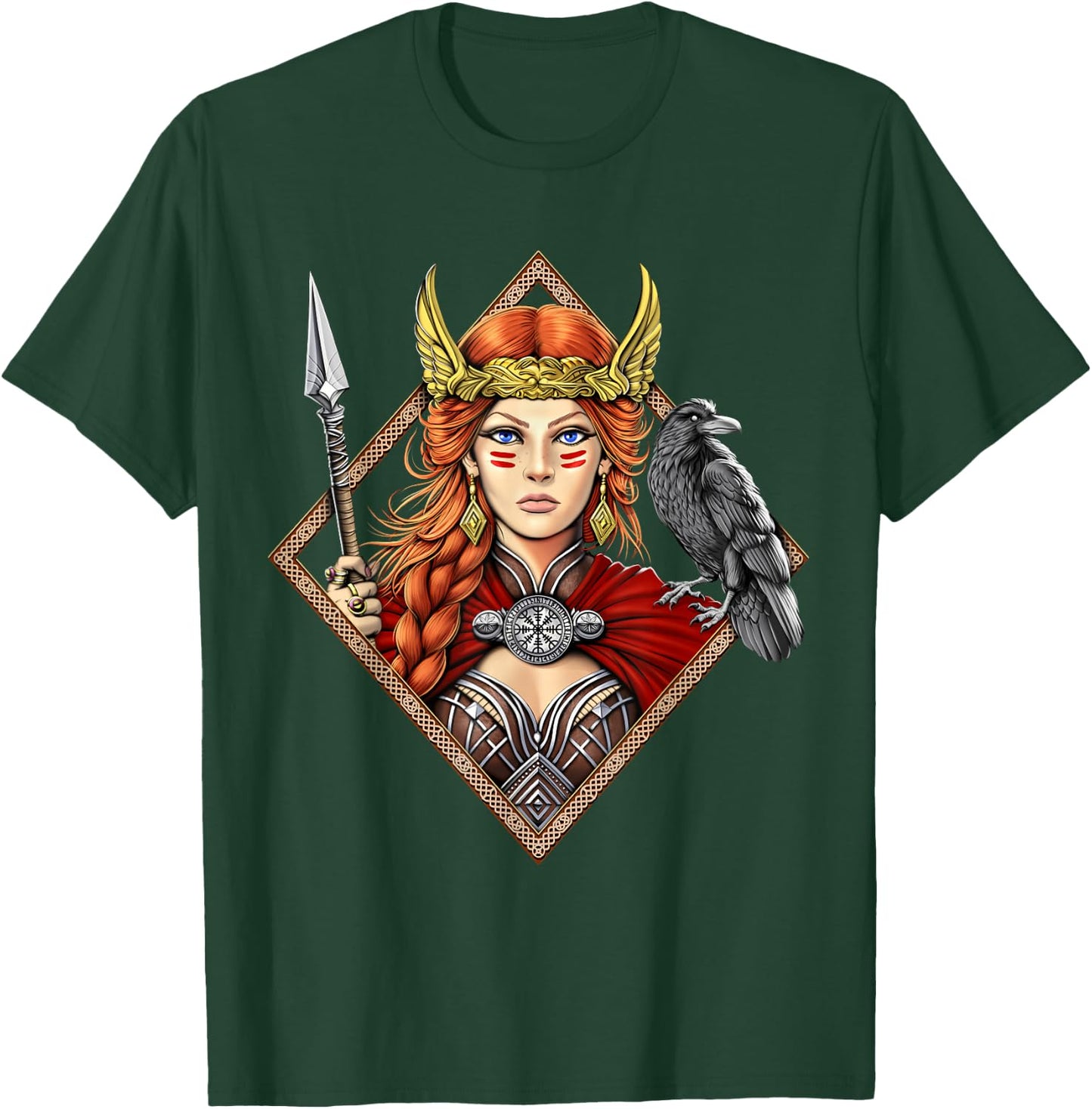 Freya Norse Mythology Goddess Viking Warrior Pagan T-Shirt - T-Shirt | Forest